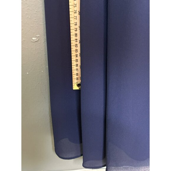 LuLu's Women's XS Sleeveless Plunging Neck Chiffon A-Line Maxi Dress Navy Blue - Picture 16 of 16